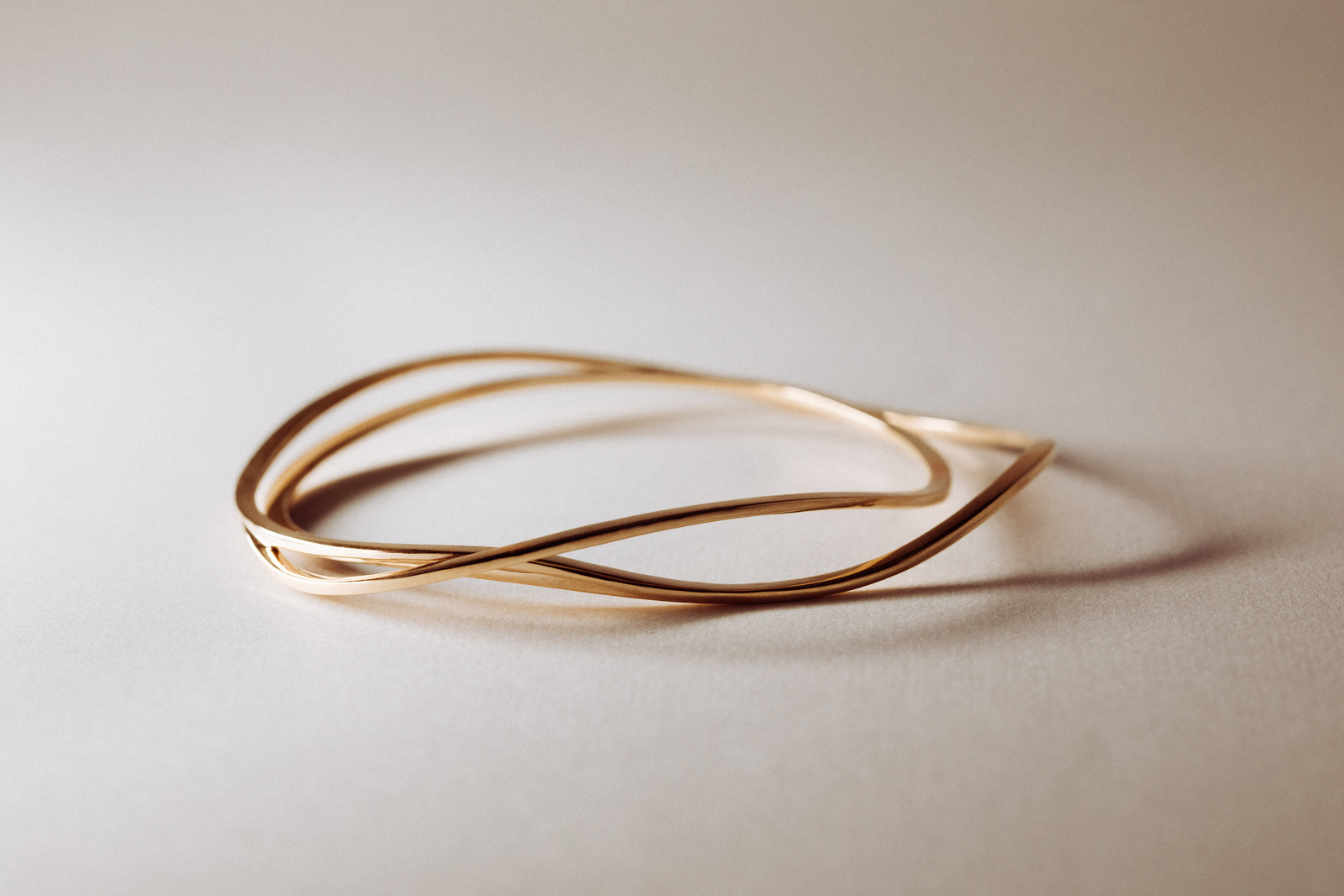 Gold bracelet with two line